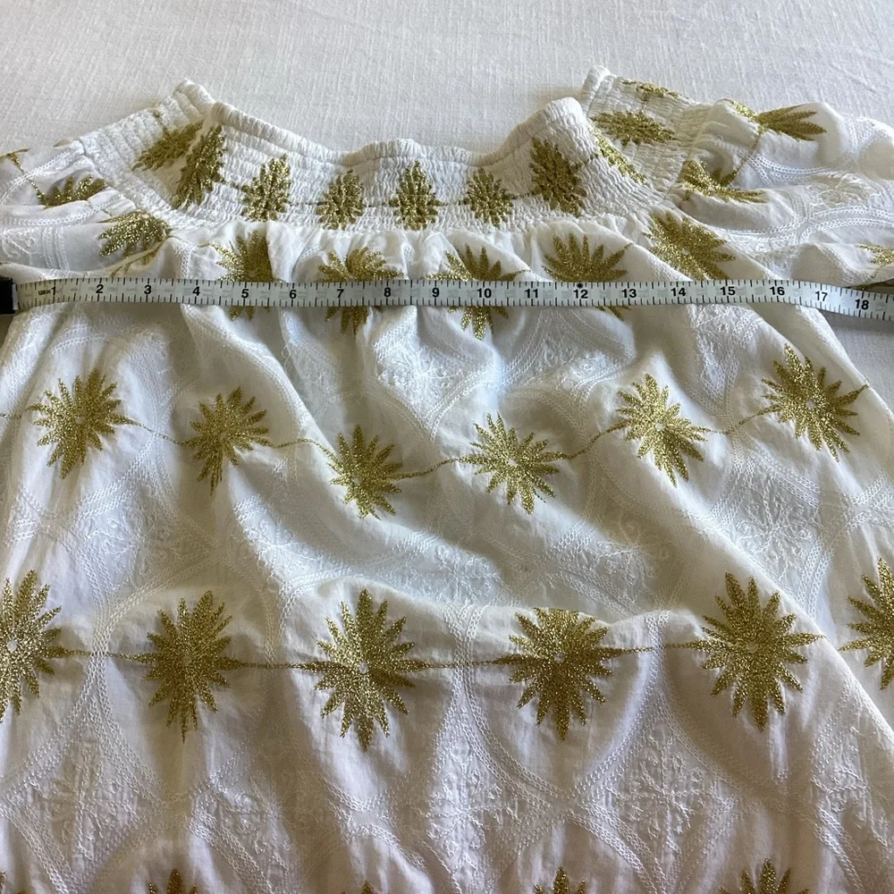 Boston Proper Metallic Detail Off-The-Shoulder Dress Womens Small White Gold - Picture 11 of 15